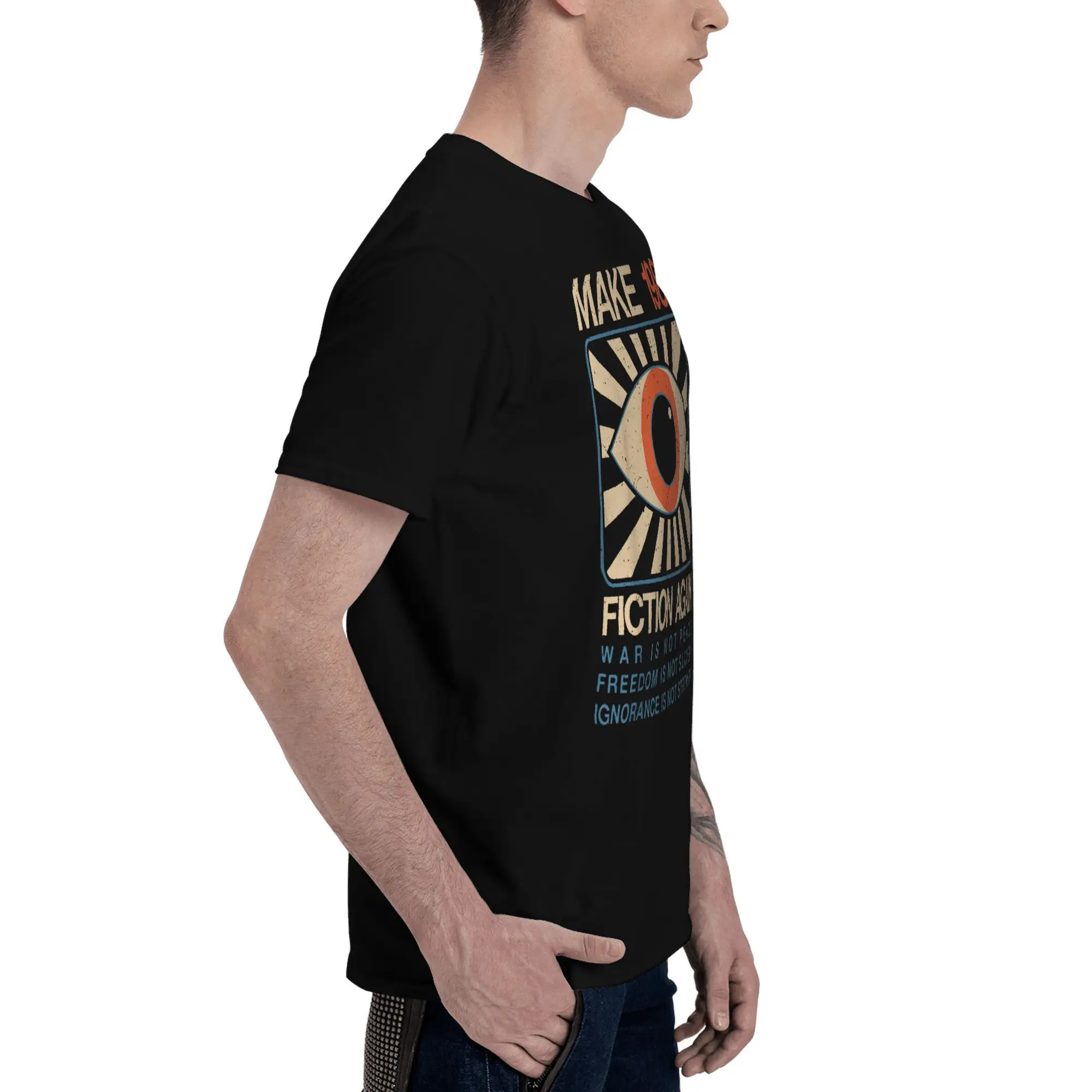 Make 1984 Fiction Again Dystopian Herren-T-Shirts 1984 George Orwell T-Shirt Kurzarm-T-Shirt mit rundem Kragen Baumwollkleidung – Detail 6