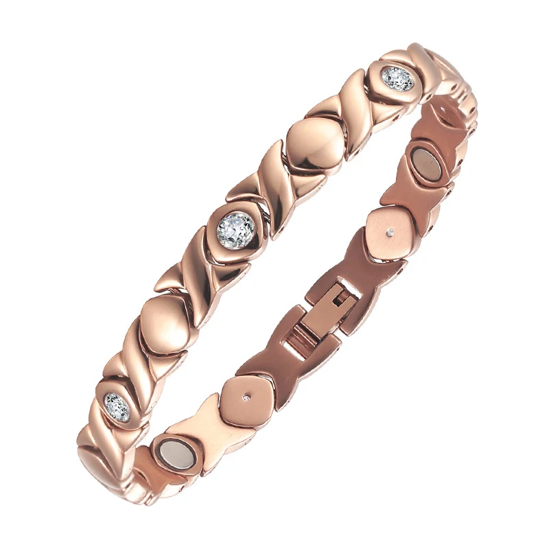 Oktrendy Healing Magnetic Bracelets For Women Trendy Stainless Steel Bracelet Relief Arthritis Pain with Rhinestone Decoration