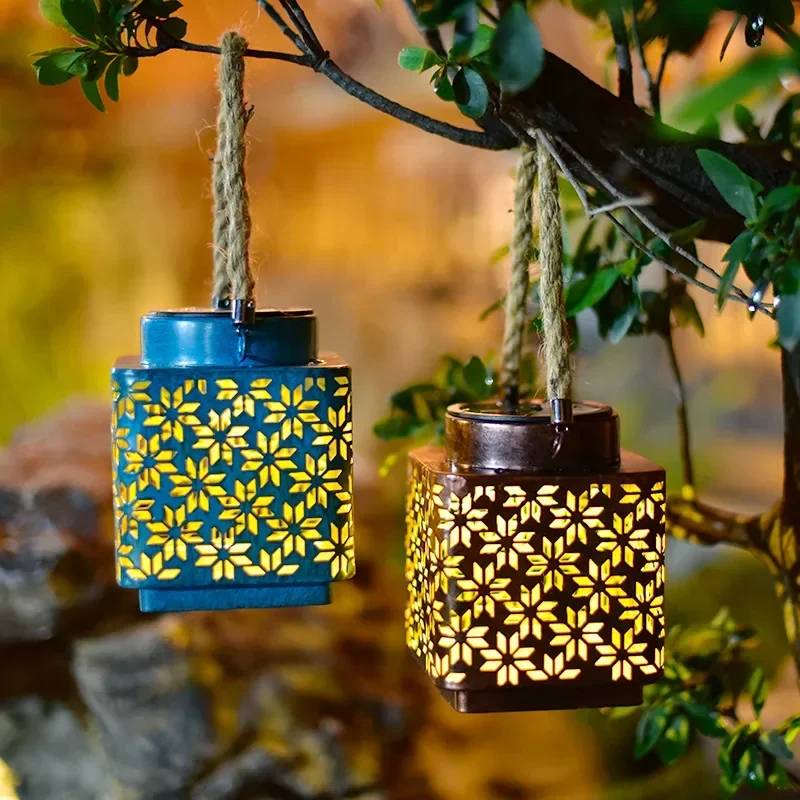 

Outdoor Solar Lamp Hollow Projection Lantern Home Landscape Courtyard Hanging Lamp Balcony Decorative Lamp luces de jardín