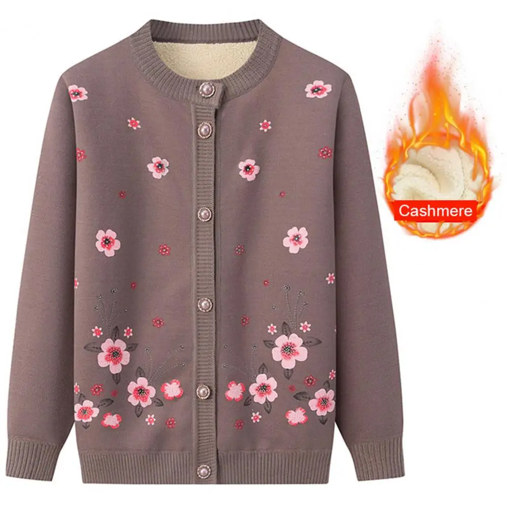 

Свитер женский трикотажный с длинным рукавом, рубашка с принтом для пожилых людей среднего возраста, весна-осень