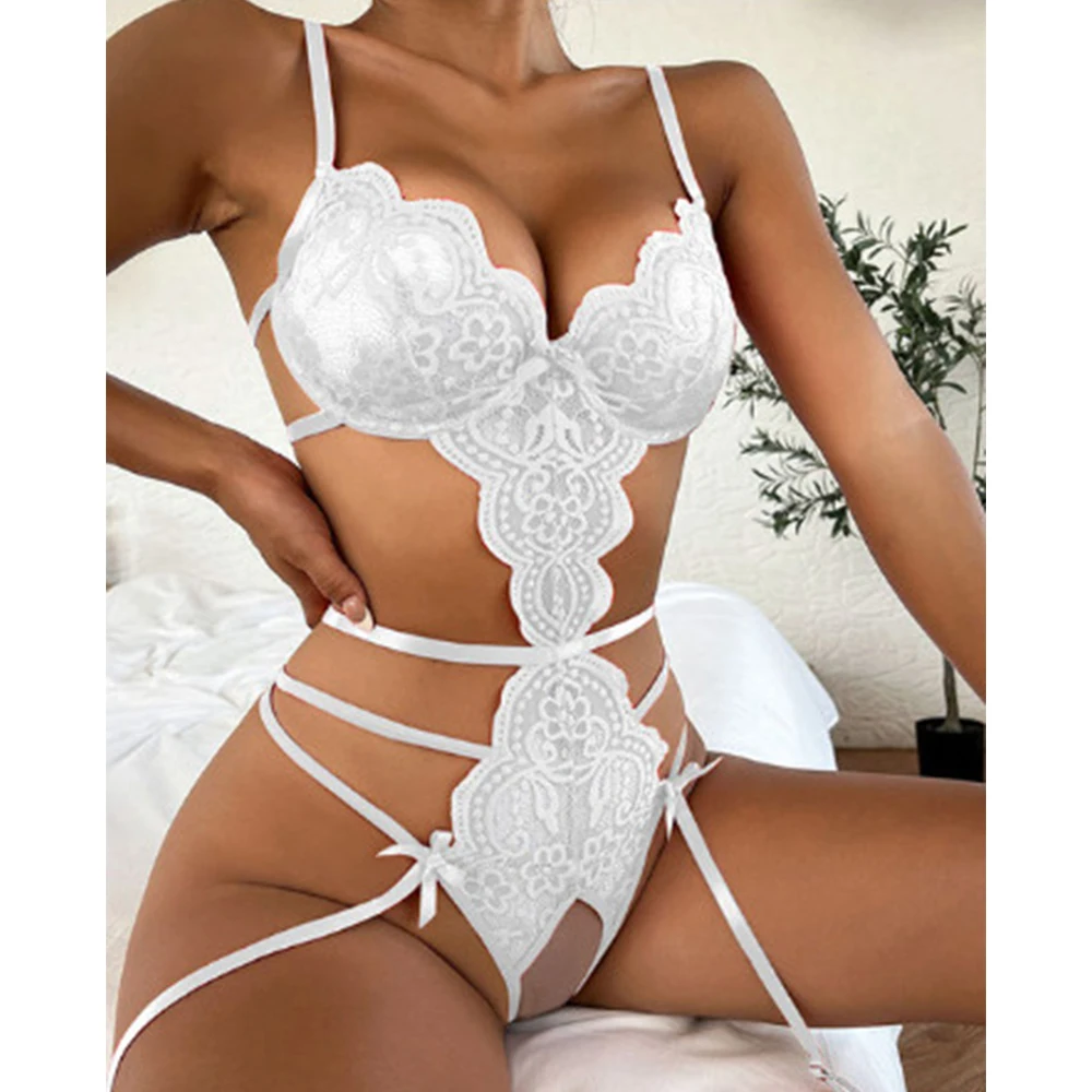 

Women's Lace Sexy-Lingerie Jumpsuits Ladies Plunging Babydoll Sleepwear Underwear Nightwear