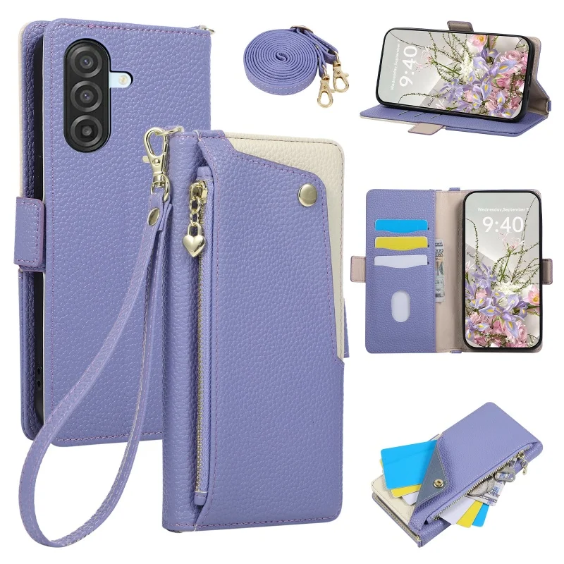 Crossbody Leather Wallet Phone Case with Card Holder Slots