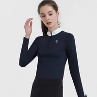 2024 Horse Riding Clothes Long Sleeve Horse Back Rider Competition Top Tees Equipment Equestrian Cotton Polo Shirts 2
