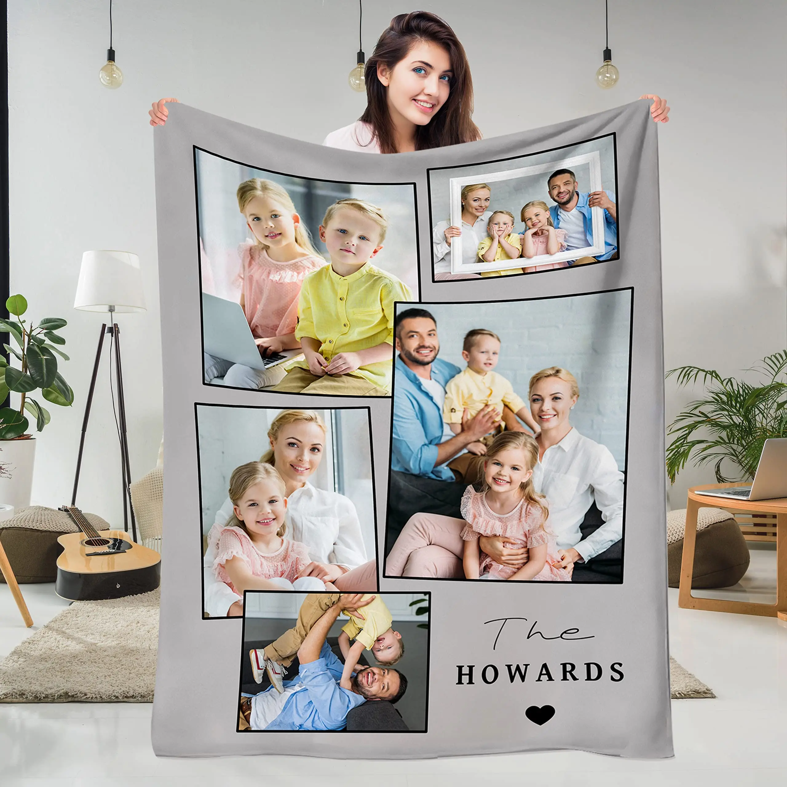 YUzzles Coperta Con Foto Personalizzate Plaid Di Testo Regali Per Compleanni, Anniversari Per Papà, Mamma, Bambini, Amici E Amanti Natale (9 Foto