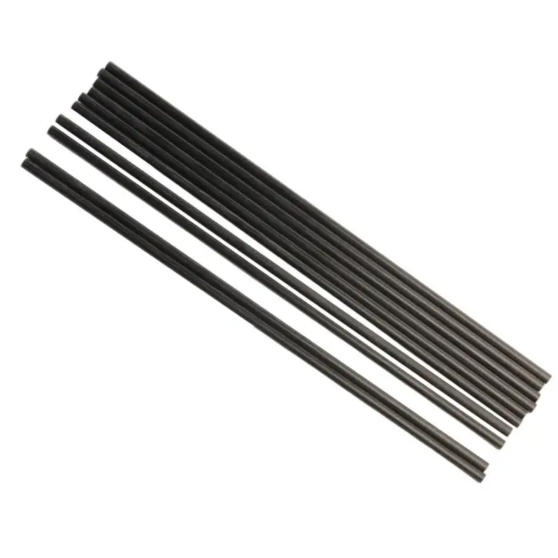 Reforço contínuo Rod da fibra do carbono, de grande resistência, DIY, comprimento 250mm, 500mm, 18mm, 14mm, 12mm, 8mm, 3mm, 10Pcs, 1PC