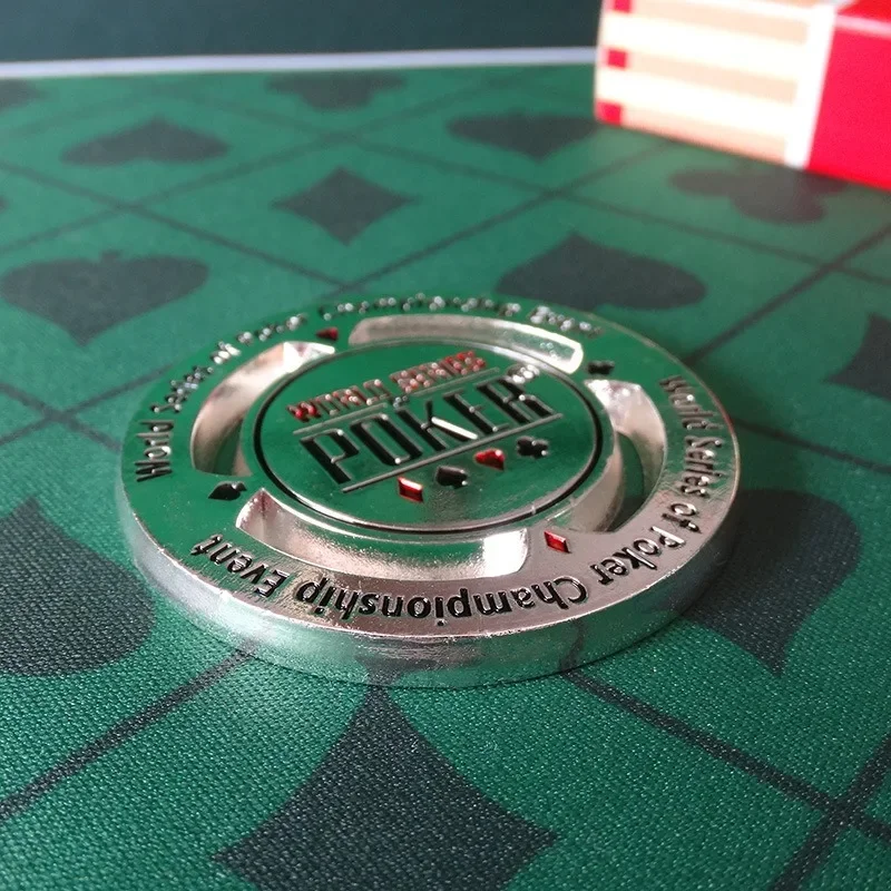 1Pcs Metal Chip Table Games Accessories Double Sided Hollowed Out Design Texas Poker Press Gift Commemorative Golden Lucky Coin