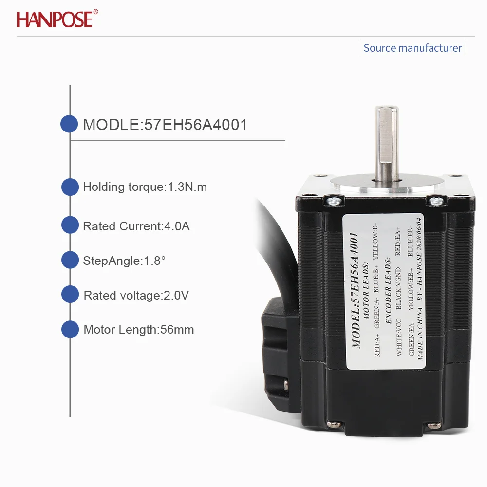 폐쇄 루프 스테퍼 모터 NEMA23 57EH56A4001 4.0A 2.0V 실시간 좌표 판독, 스텝 손실 없음, 안정적인 작동