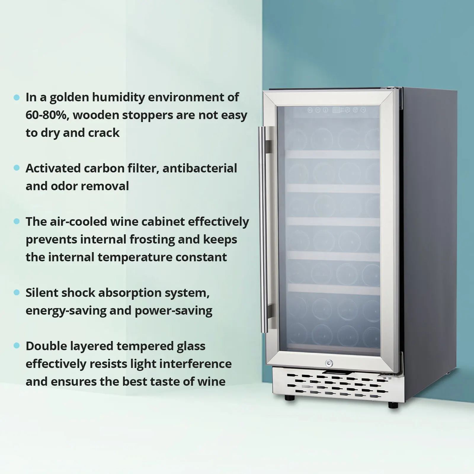 Wine Cooler Refrigerator 28 bottles, Mini Fridge with 41-65°F Digital Temperature Control, Glass Door Free Standing for Bar Home 3