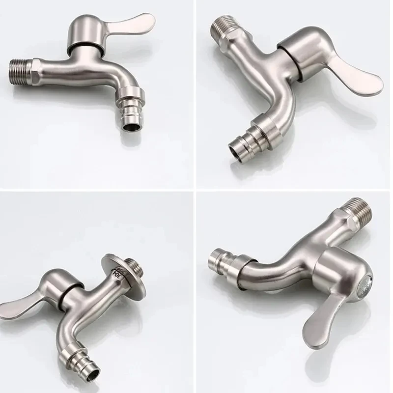 Mop Pool Faucet Washing Machine Water Tap 304 Stainless Steel Bathroom Faucet Wall Mounted Matte Finish Single Cold