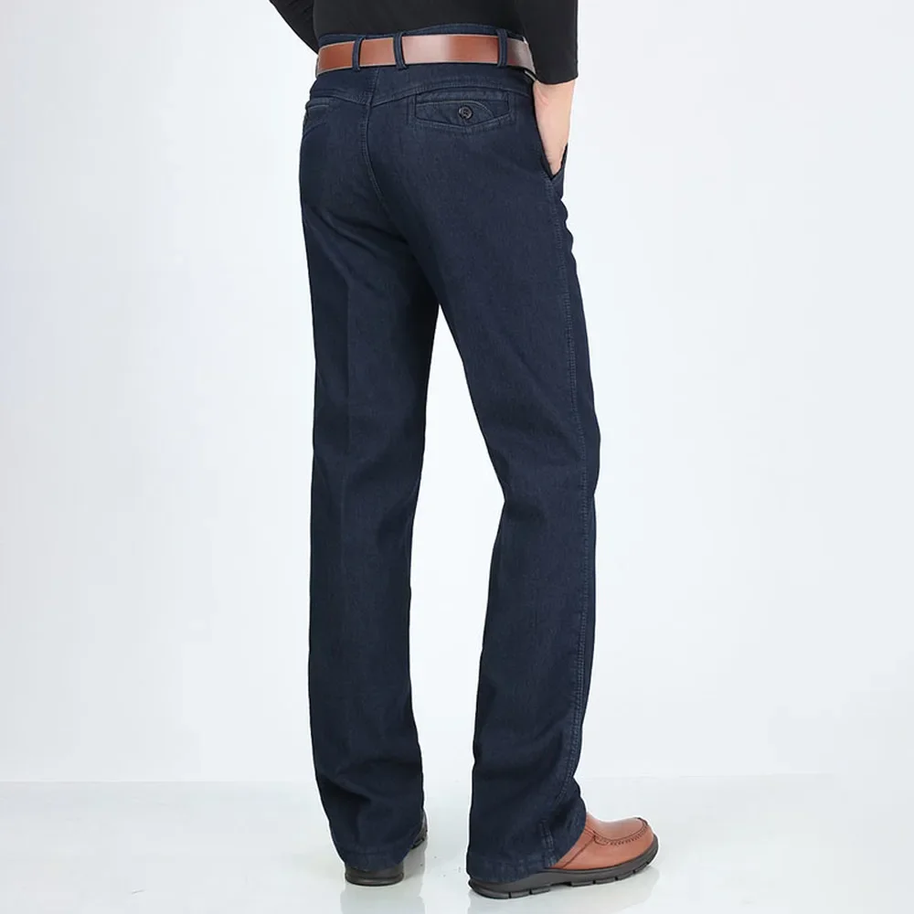 Big Size Classic Business Jeans For Men Autumn Winter Male Casual High Quality Thick Fleece Warm Elastic Denim Pants Size 30-44 4