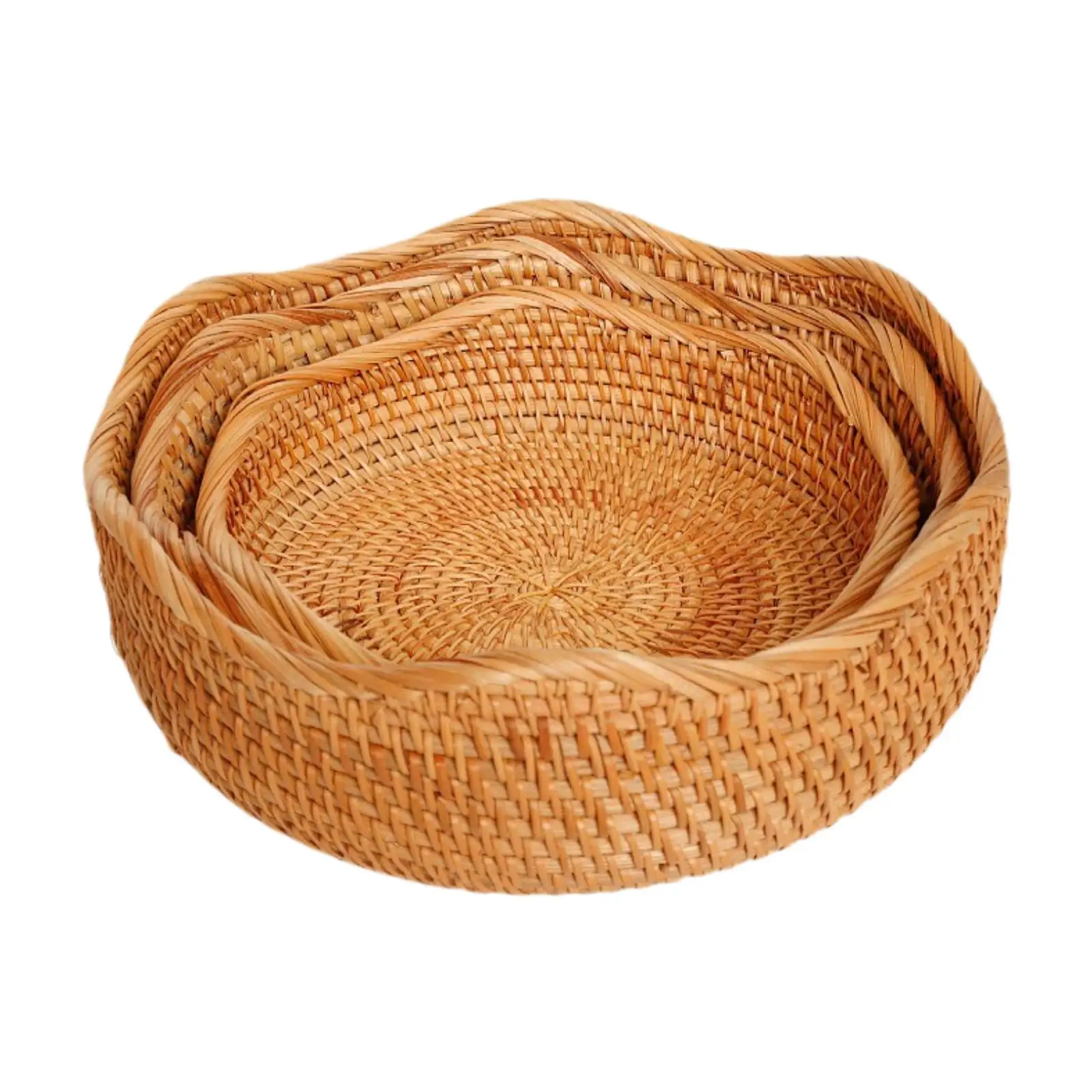 3x Woven Fruit Basket Portable Fruit Storage Holder for Tea Coffee Table 3x Woven Fruit Basket Portable Fruit Storage Holder for Tea Coffee Table