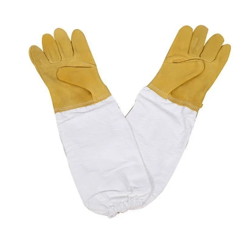 Beekeeper Protective Gloves Anti Bee Breathable Goatskin Yellow Gloves Beekeeping Protective Tools