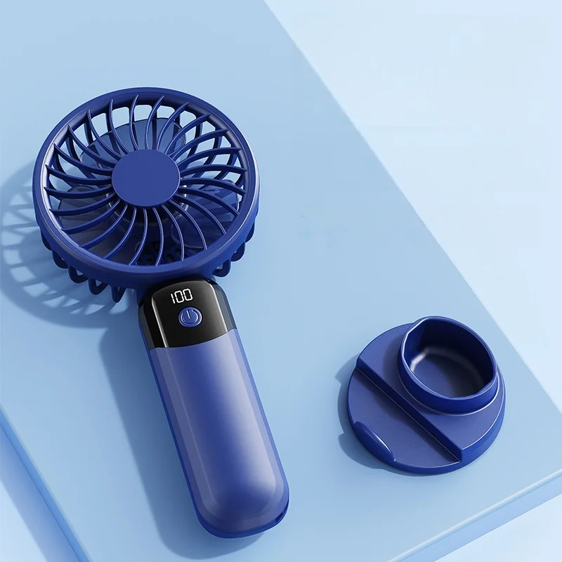 Compact USB Rechargeable Silent Fan with 6-Speed Settings and Built-In Phone Holder