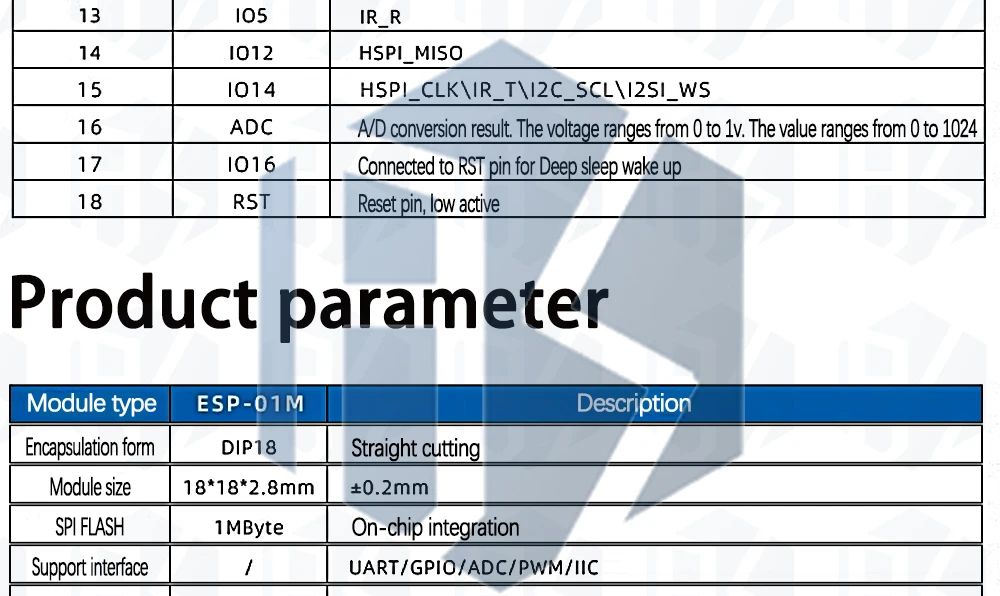 1 ~ 10PCS EGBO ESP-01M ESP8285 WIFI Drahtlose Übertragung Modul SMD IOT 1MByte Flash ESP 01 – Detail 6
