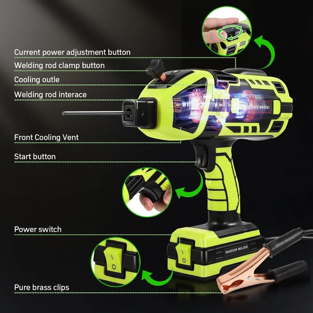 Handheld Welding Machine 110V Portable Welding Machine with IGBT Inverter 6 Variable Current Adjustment 20-120Amp ARC Welder Gun 6