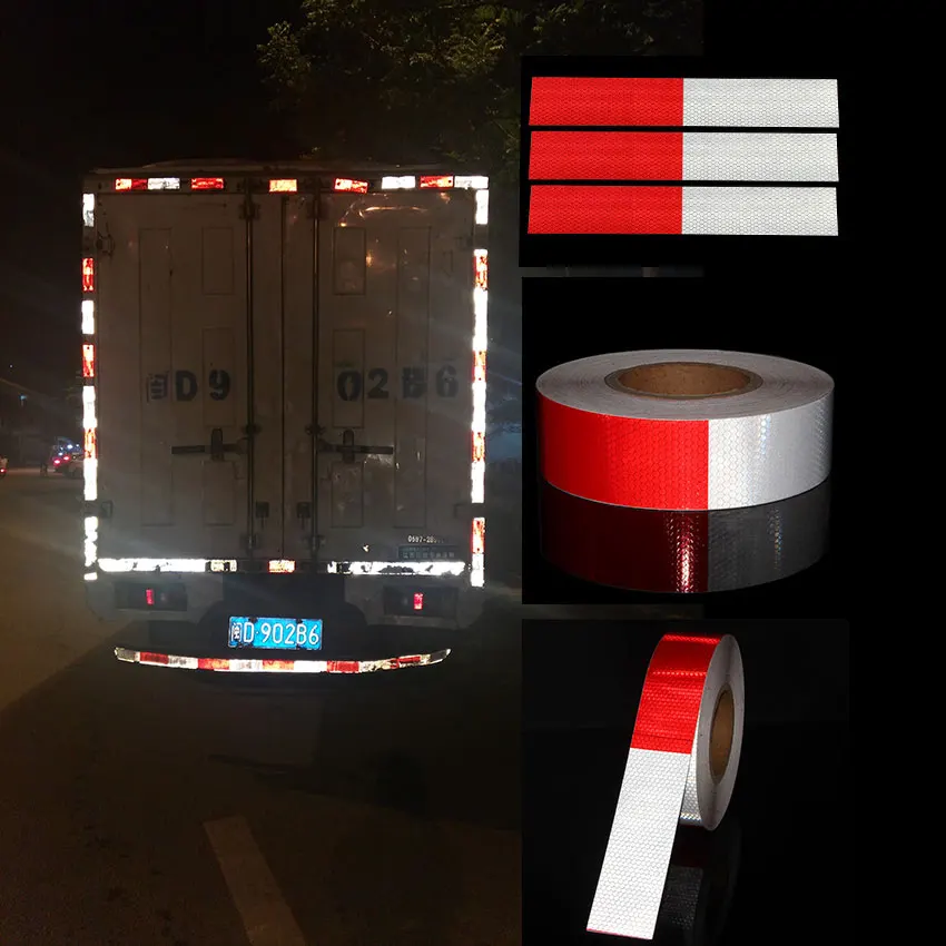 Reflective Tape Self Adhesive 2inchX33ft Yellow-Black Yellow-Red Twill Waterproof Reflector Safety Tape for Marking Area Vehicle
