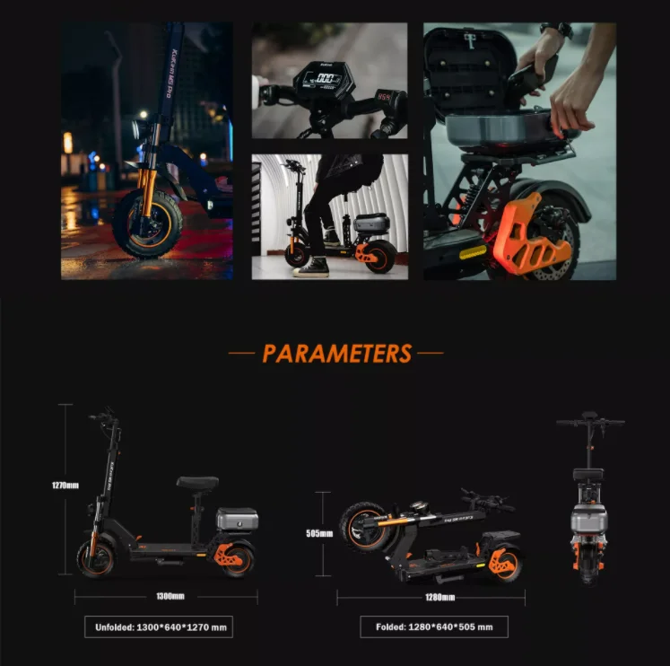 Ruitu M5Pro Powerful 1200w Motor Adult Scooter High Speed 52km/h 48V 20.8ah Battery 10-inch Tire Foldable Electric Scooter