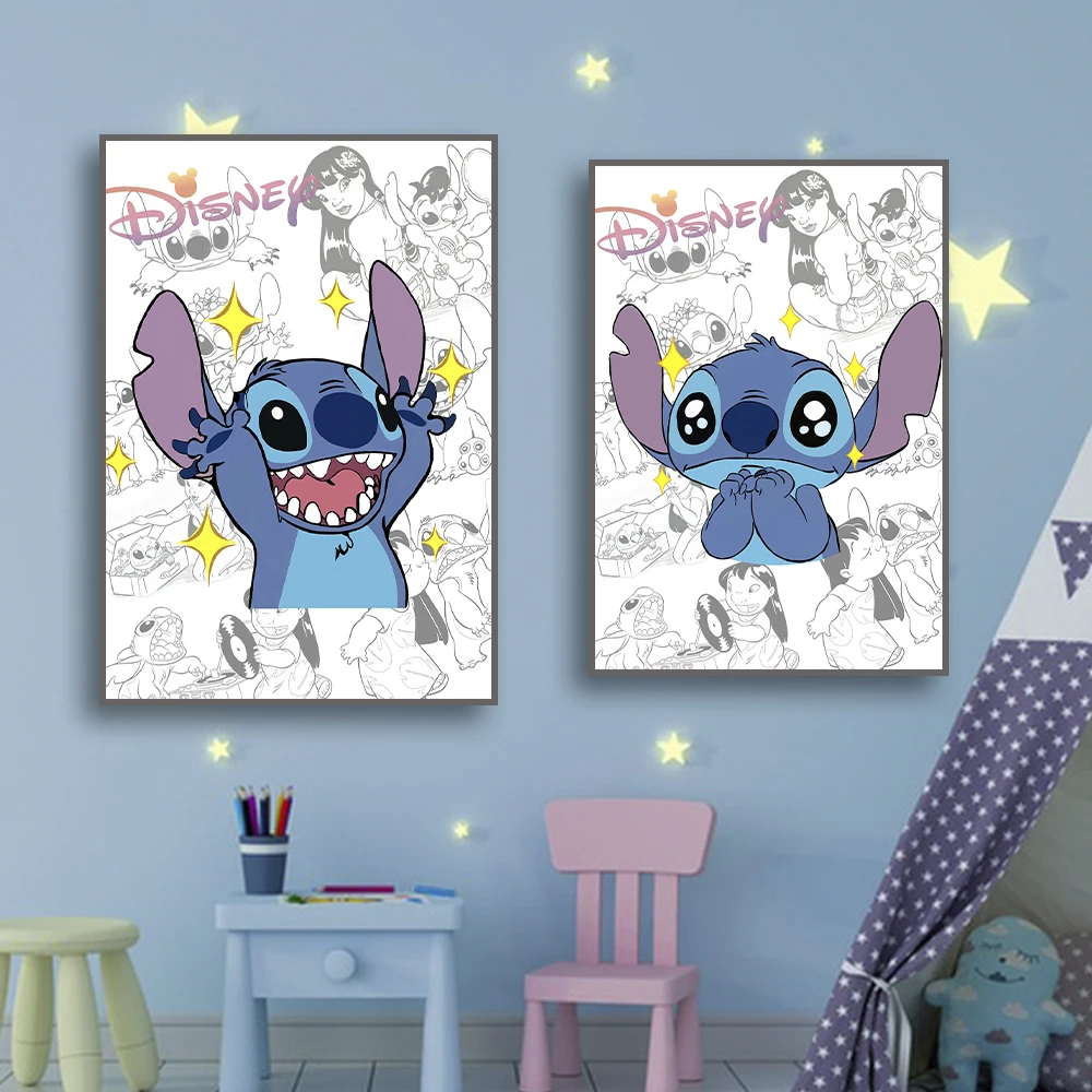 Disney Lilo & Stitch Cartoon Animated Movie Poster Stitch And Friends  Canvas Painting Wall Art Living Kids Room Home Decoration - AliExpress