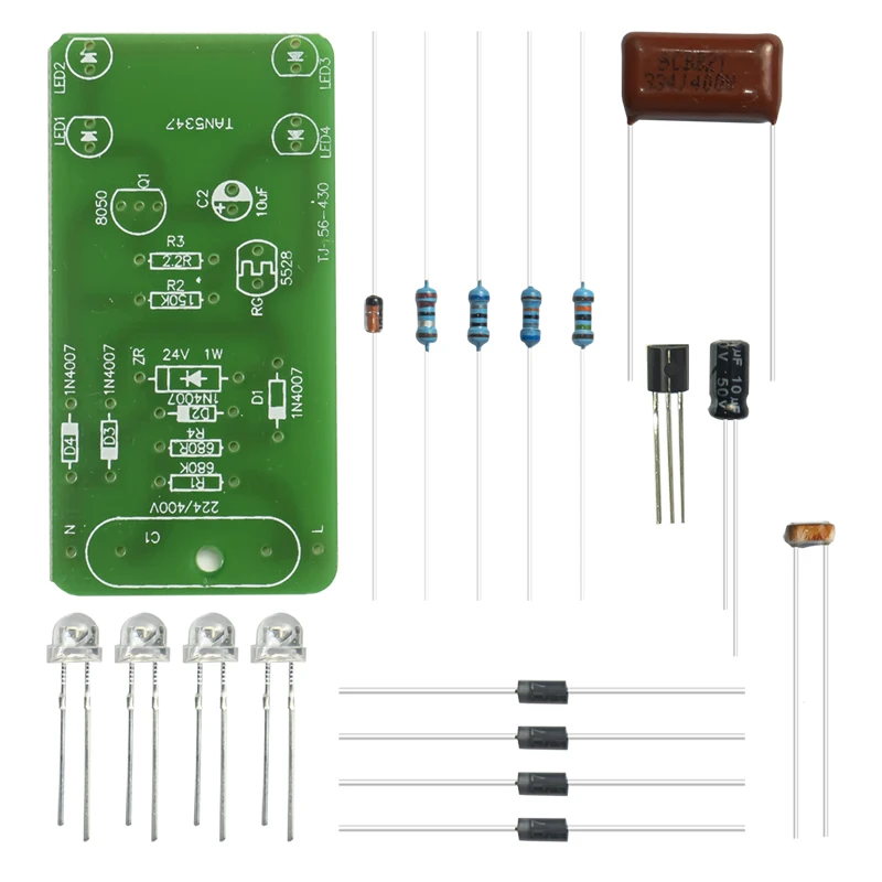 LED Light Control Night Llight Kit 220V Practical Training DIY Production Parts Electronic Kits to Build electronic kit