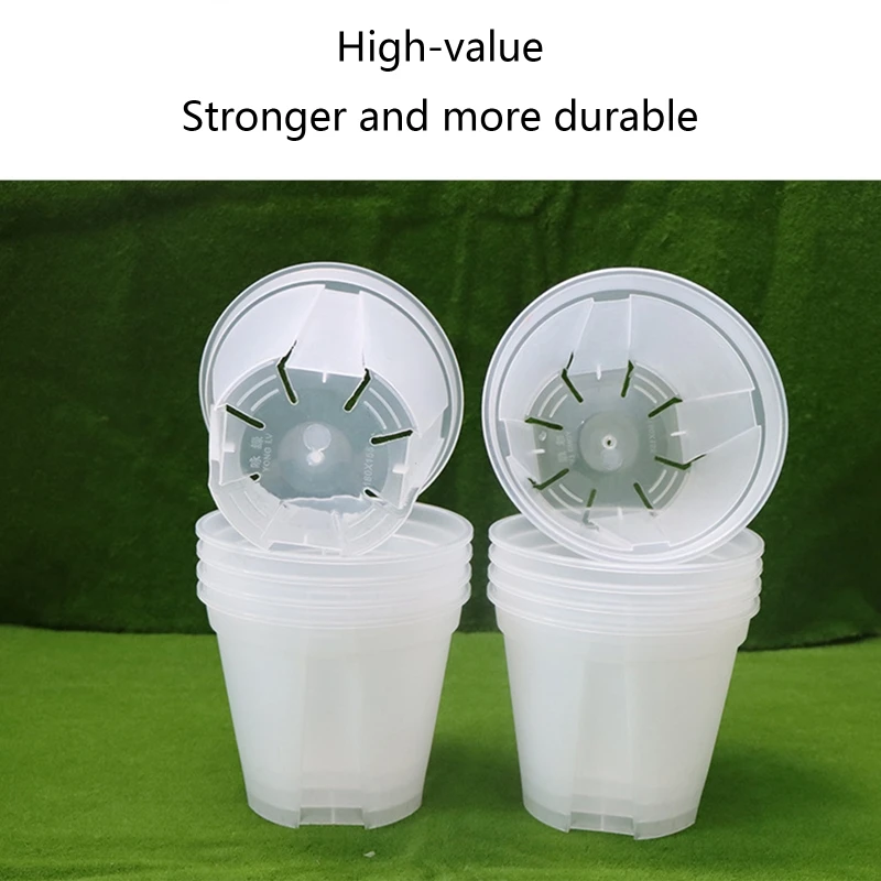 Clear Pot 12/15/18cm Breathable Slotted Clear Plastic Plant Pot Indoor Succulent Herb Planter flower pot plant pot