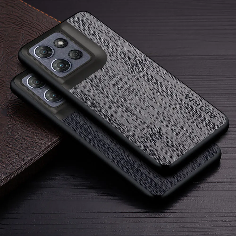 Bamboo Wood Pattern Leather Phone Case with Classic Design
