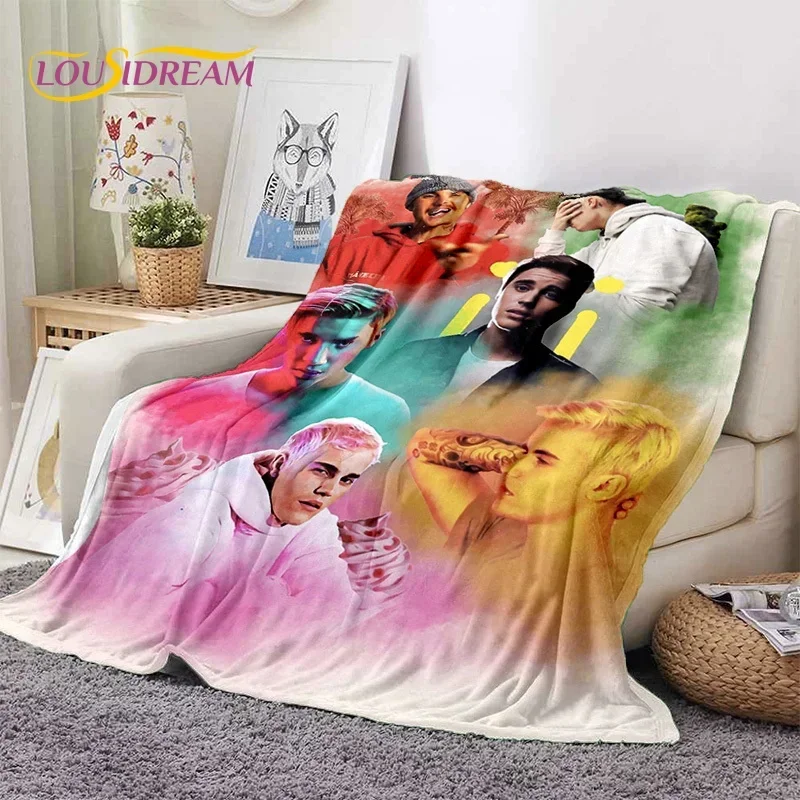 3D Justin Bieber Idol Singer Soft Blankets,Keep Warm Throw Blanket Comfortable Blanket for Picnic Beds Sofa Home Bedroom Gifts 2
