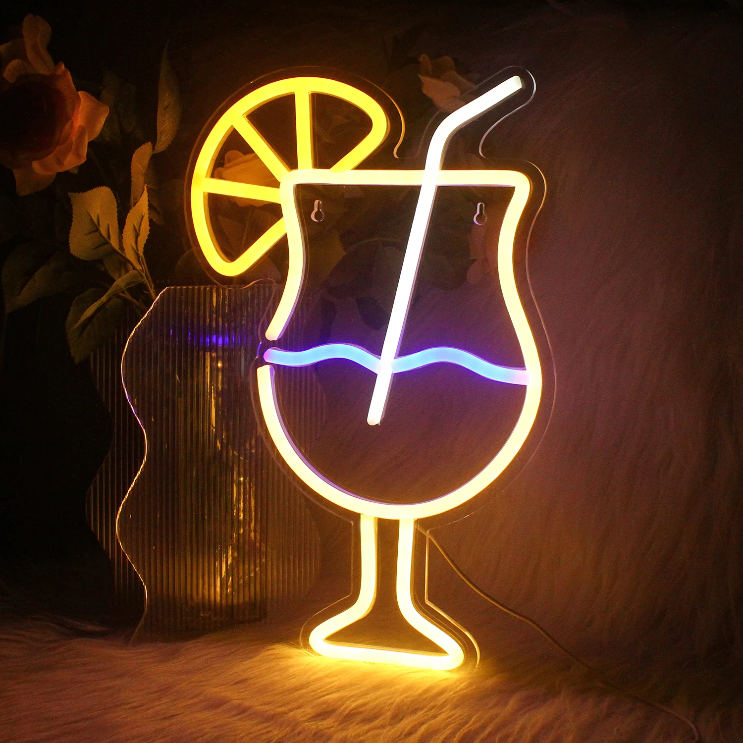 Drink Cup Neon Sign LED Light Coffee Store Bar Signboard Decoration Light Wall Hanging Acrylic Night Light USB Power Colour Lamp