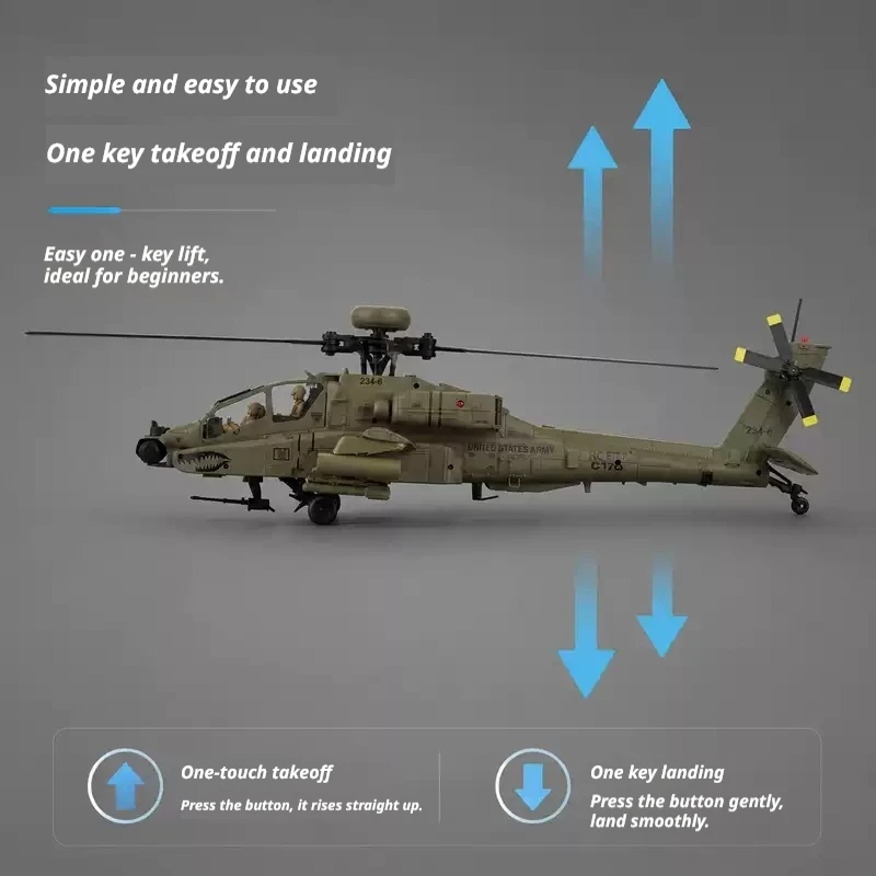 RC ERA 1/48 C170 RC Helicopter Apache AH-64D Military Model 6CH Brushless TOF Laser Optical Flow Positioning With Soldier Model - 2