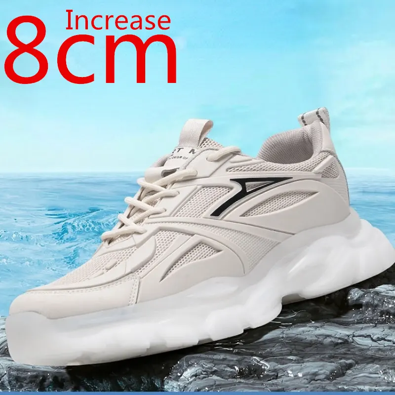 

Heightens Sports Shoes Men Trend Tide Fashion Mesh Breathable Height Increased 8cm Summer Spring Elevated Casual Dad's Shoes Men