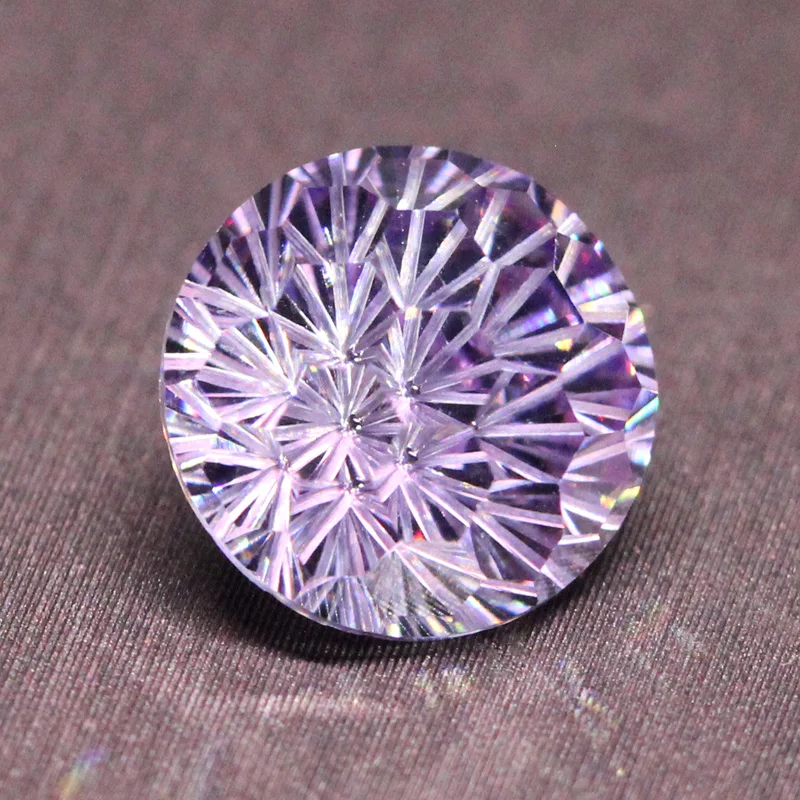 

Light purple stone beads for jewelry making Lavender color round fireworks cut zirconia CZ women DIY accessories
