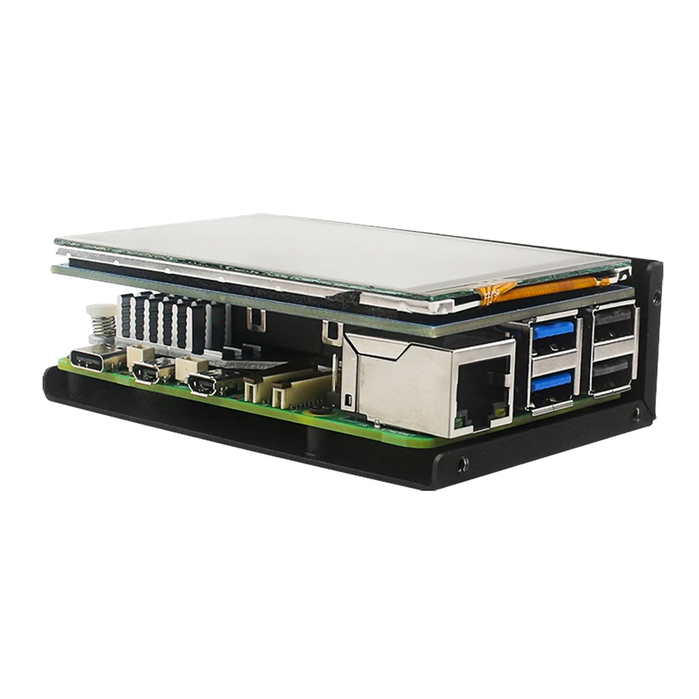 냉각 선풍기 설치용 금속 케이스 박스, 라즈베리 파이 5 용, GPIO 인클로저 쉘 보호 케이스, 3.5 인치 터치 스크린