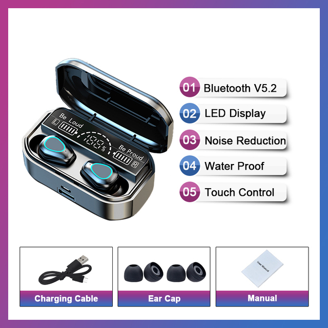 Bluetooth 5.2 Earphones 3500mAh Charging Box Wireless Headphone 9D Stereo Noise reduction Waterproof Headsets With Mic