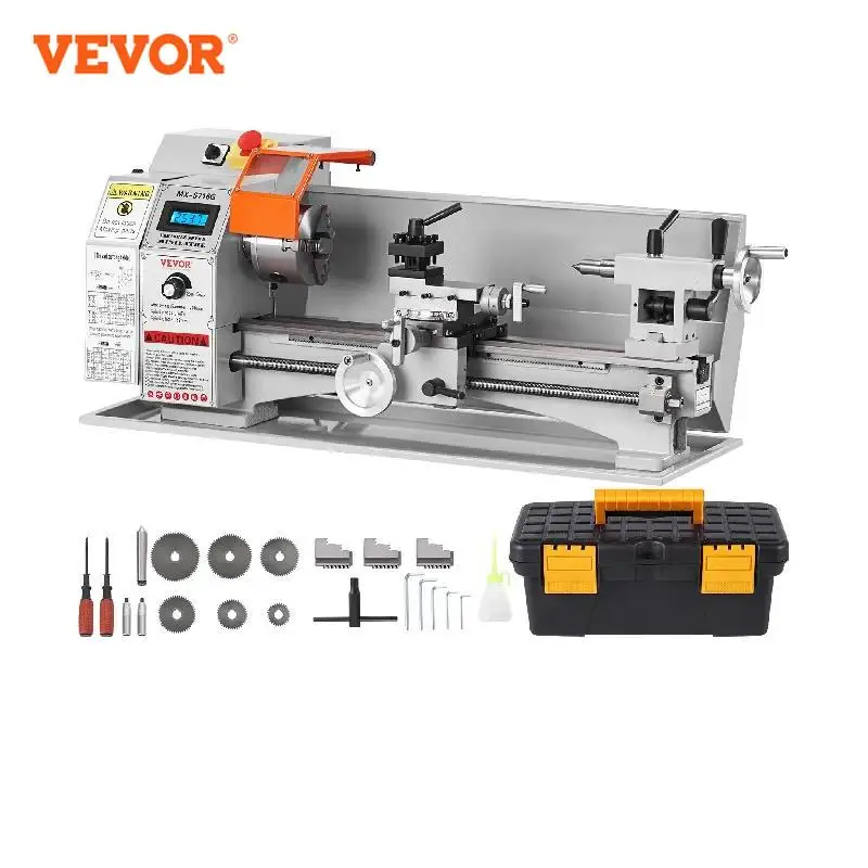 VEVOR Brushless Mini Metal Lathe Machine 7''x16'' / 180mm*400mm 800W Digital Display Continuously Variable Metalworking Turning