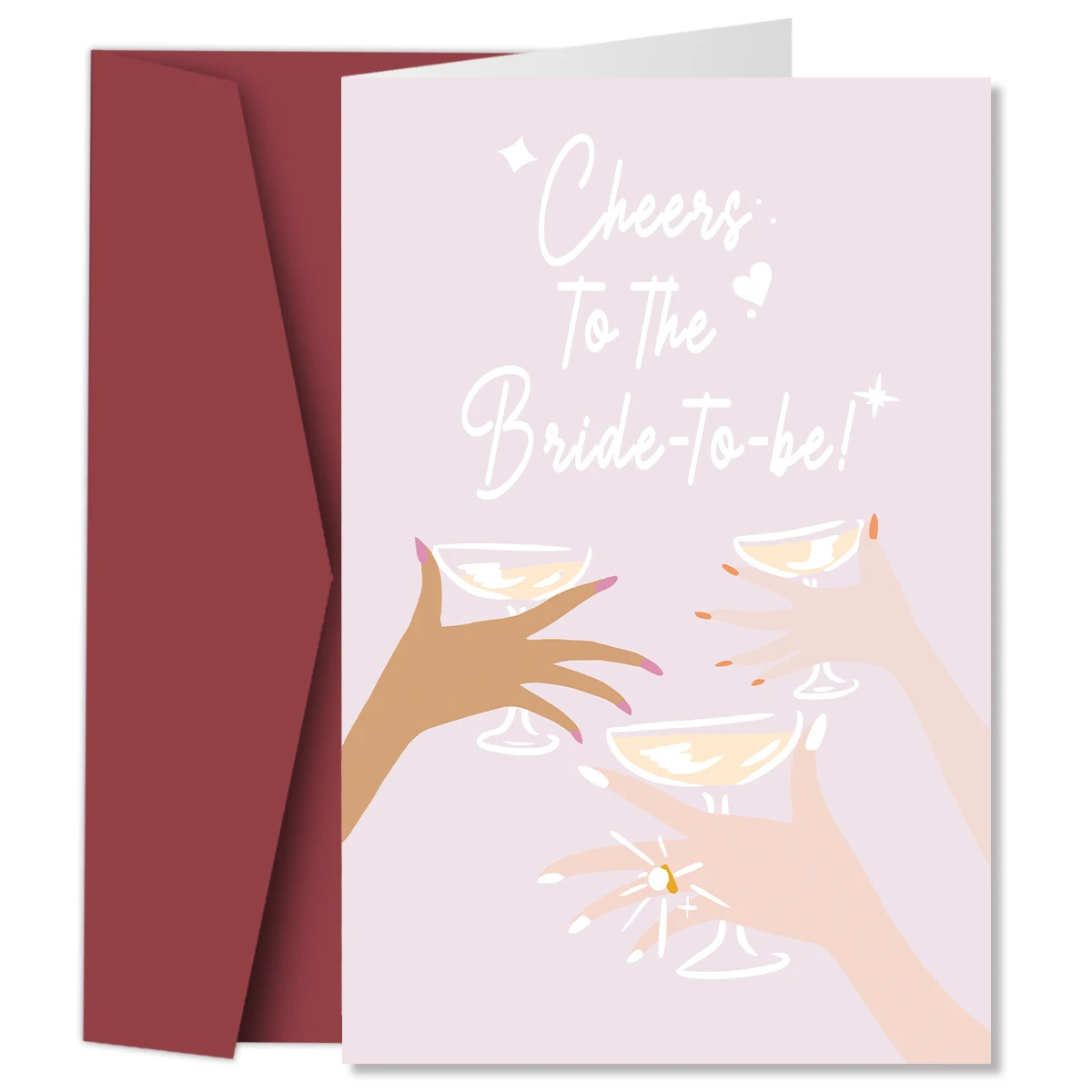 1Set Sweet Bridal Shower Card, Funny Engagement Card for Her, Wedding Congratulations Card, Cheers To The Bride To Be