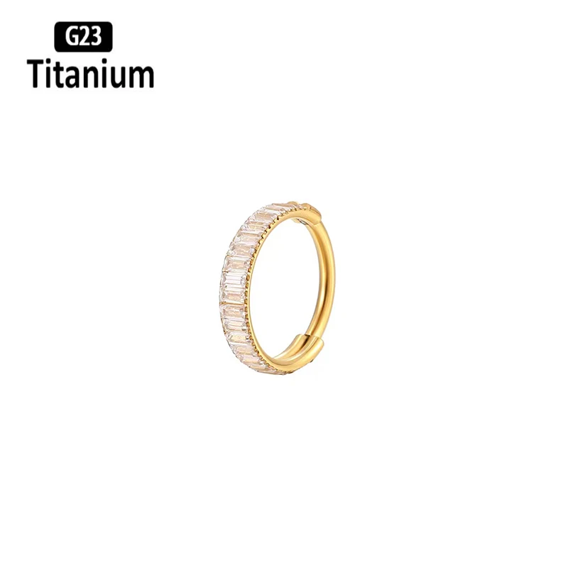 1PC G23 Titanium Piercings 8/10mm Earrings Zircon Septum Nipple Nose Ring Conch Cartilage Tragus Helix Ear Stud Body Jewelry 16G
