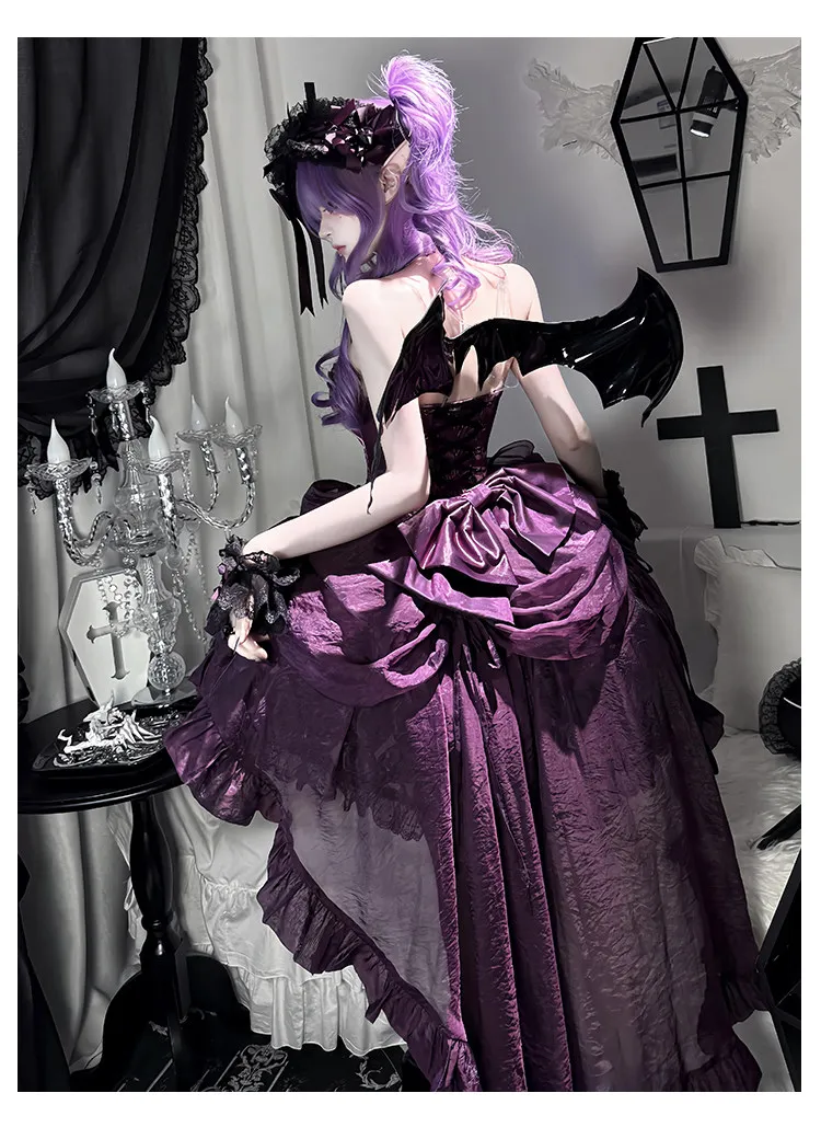 Women's Purple Puffy Party Dress