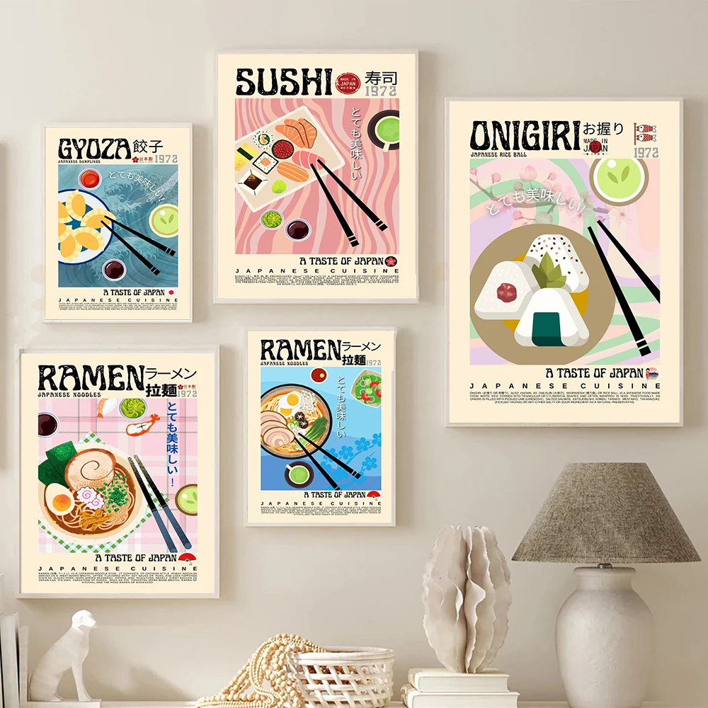 Japanese Korea Vintage Food Modern Kitchen Art Painting Print Asian Retro  Canvas Poster Ramen Sushi Gyoza Cook Room Home Decor - AliExpress, image size:1000x1000