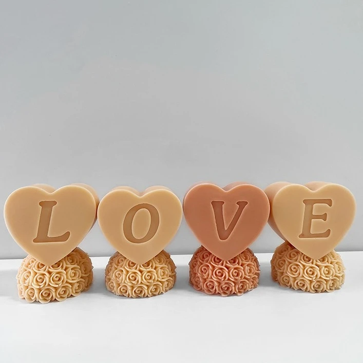 

Rose Heart Love Candle Silicone Mold DIY Love Bouquet Aromatherapy Soap Chocolate Candy Cake Decorating Tools Valentine's Gifts