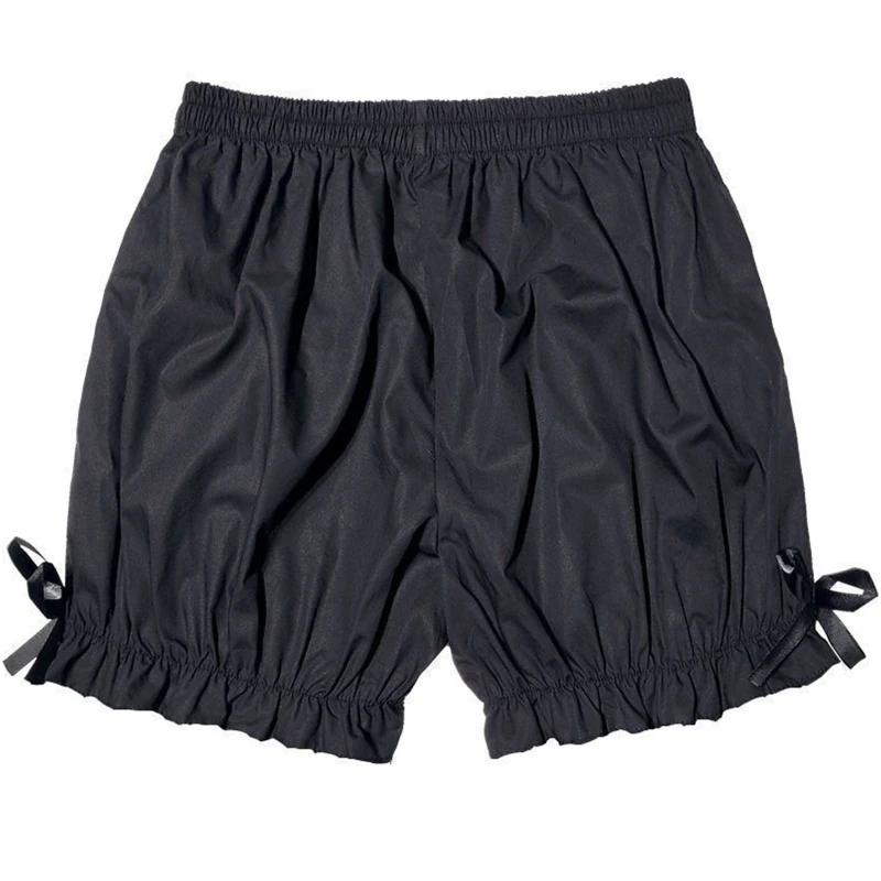 Women Vintage Victorian Gothic Bloomers Ruffled Lace Trim Pumpkin Shorts Sweet Bowknot Loose Safety Pants