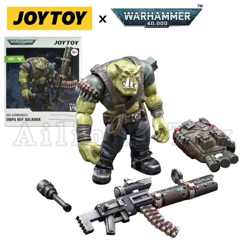 Modellino JOYTOY Warhammer 40k Ork Kommandos Nob Nazbog | 1/18, 4,5 Cm, Assemblato E Dipinto, Nuovo