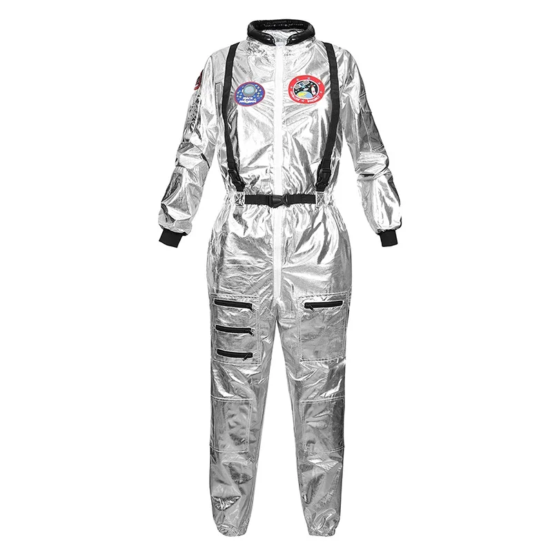 

Костюм астронавта для взрослых, серебряный костюм космического человека, Женский костюм с космическим интерьером, костюм для астронавта, белый костюм для взрослых