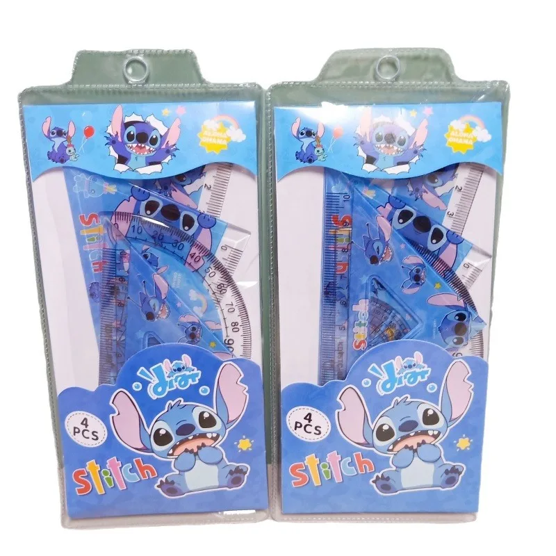 Creative Cute Stizi Protractor Triangle Ruler Four-Piece Set Cute Pet Cartoon Drawing Ruler Set Student Prize Gift triangle ruler ruler set drawing ruler digital protractor