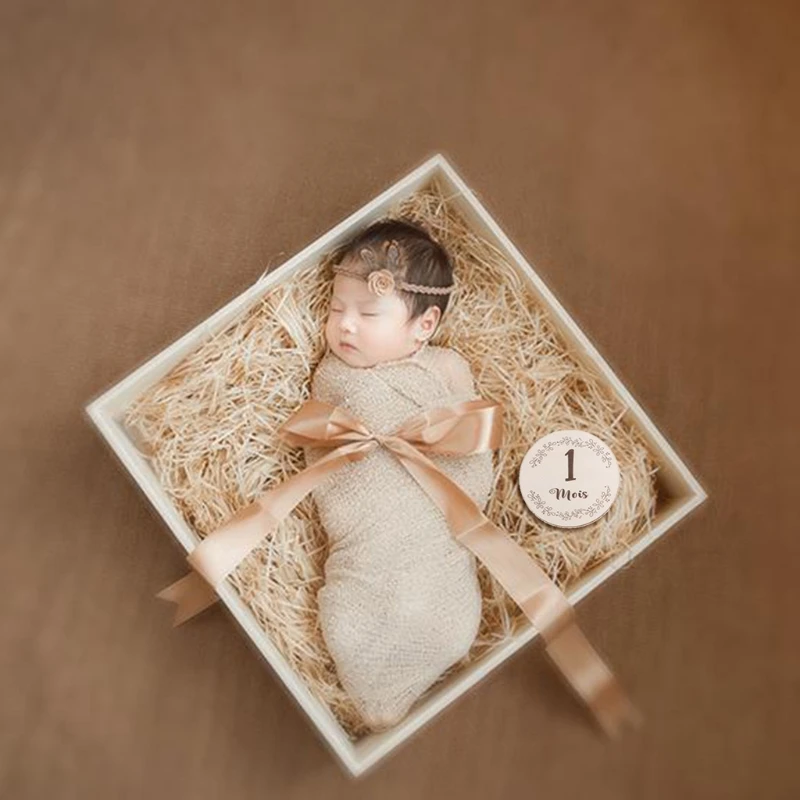 6 Pcs/Set Handmade Baby Milestone Cards Infants Birth Growth Album Photography Props Newborn Monthly Recording Cards French