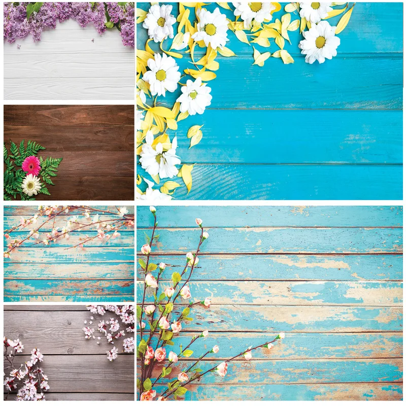 

Vinyl Custom Photography Backdrops Props Flower Wooden floor Photo Studio Background 21922 ZLDT-21