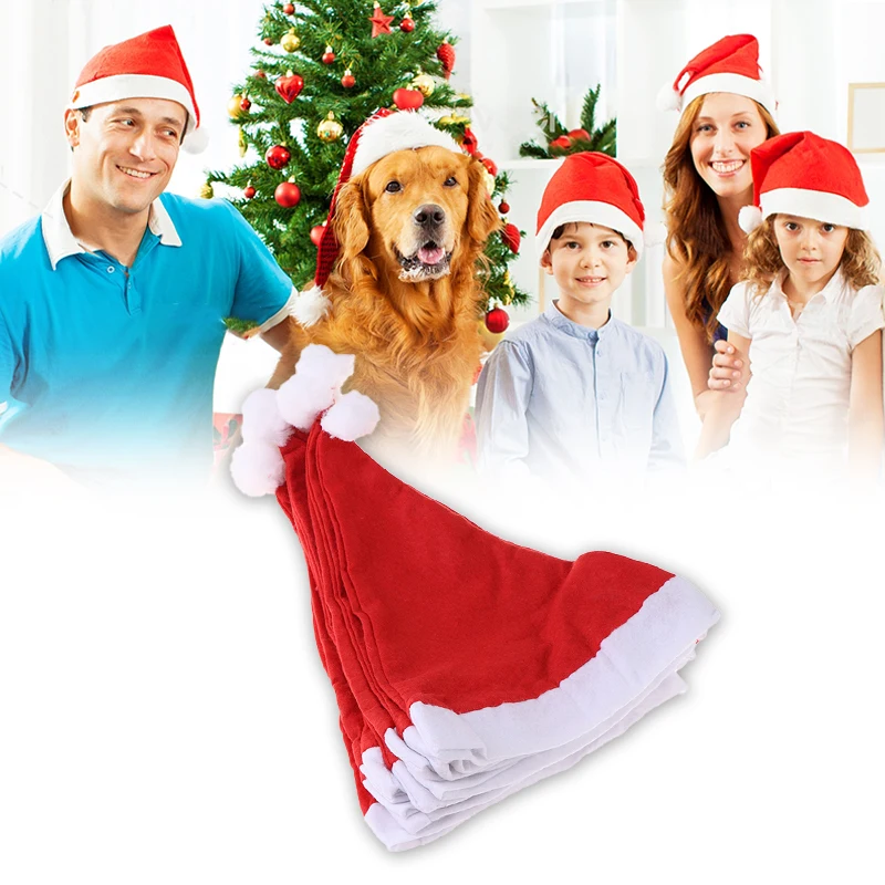 10Pcs Christmas Hats Santa Claus Hats Cap Merry Christmas Festival Decoration New Year Xmas Party Decor Supplies