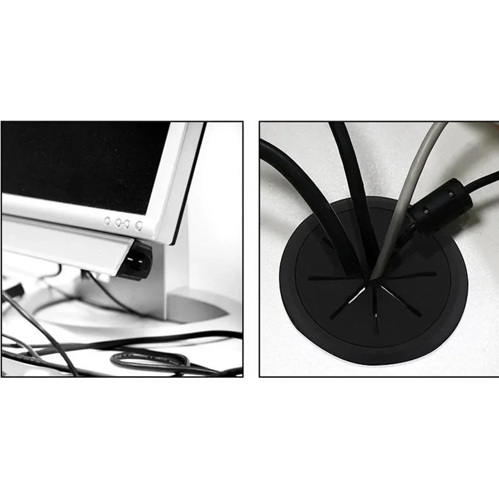 Flexible Cable Cord Grommet 80mm Black White Rubber Grommets Gasket In Desk Table Furniture For Hole Cover Wire Pass Organizer