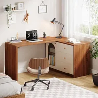 Computer Desk L Shaped with Drawers, Modern Corner Home Office Desk with Reversible Storage Cabinet, Long Study Writing Desk 2