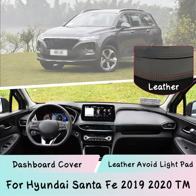 

For Hyundai Santa Fe 2019 2020 TM Dashboard Cover Leather Mat Pad Sunshade Protect panel Light-proof pad Car Accessories Carpet