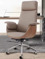 Chaise de bureau pivotante en cuir, avec dossier, pour bureau, maison, chambre à coucher 