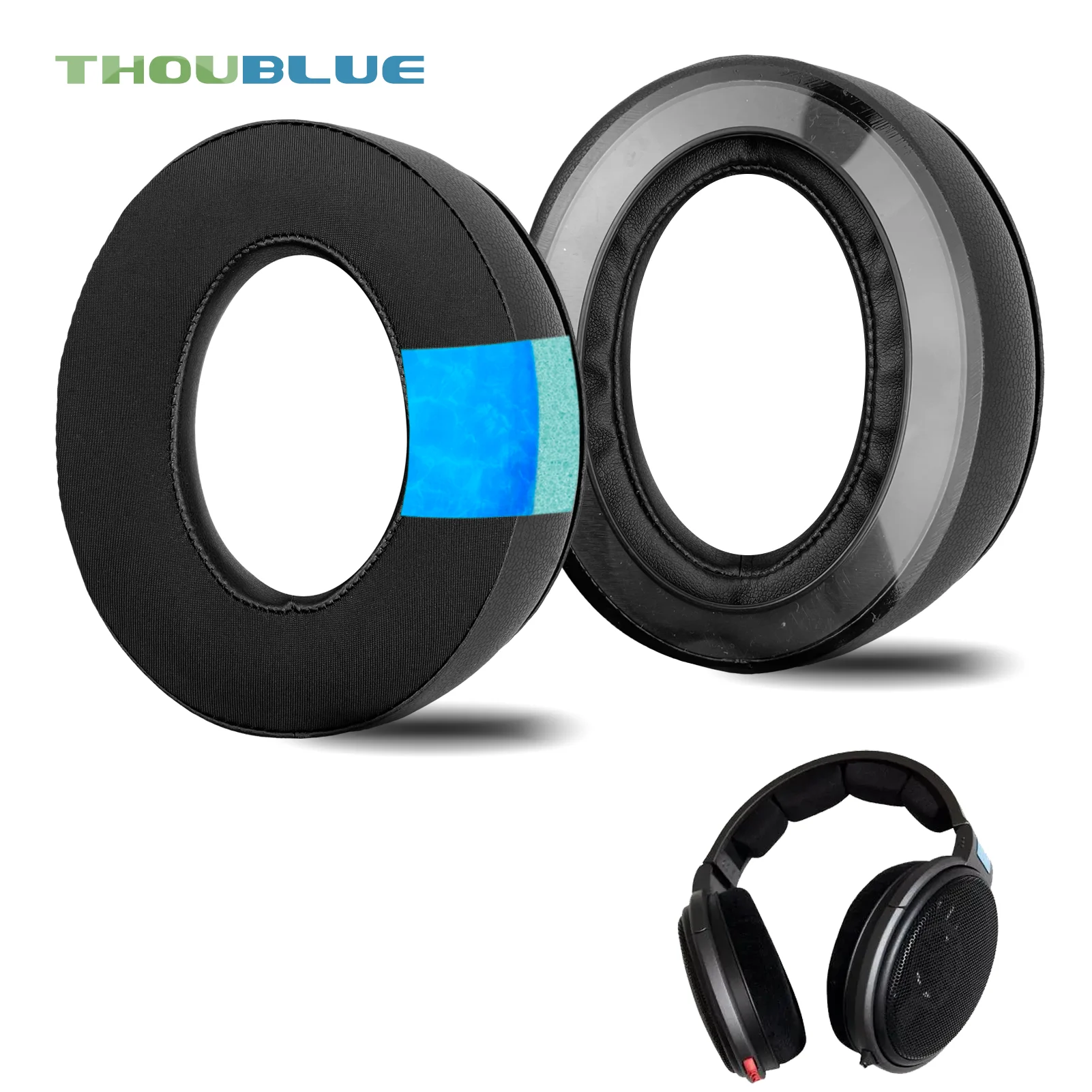 SOULWIT Koelgel vervangende oorkussens voor Sennheiser HD650, HD660 S, HD660S2, HD600, HD6XX, HD58X, HD580, HD565, HD545, HD535 hoofdtelefoons, earpads cushions met ijzijde stof